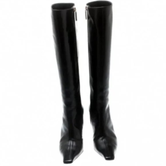 RARE Gucci G heel knee high leather boots 37.5 - Picture 3 of 8
